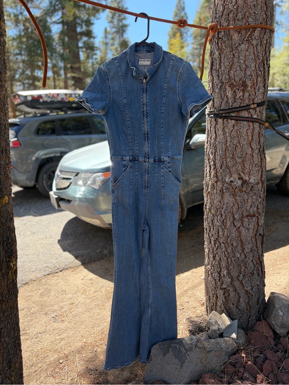 Free People Jayde Denim Jumpsuit - Blue